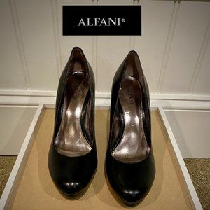 Alfani Black Leather Maddy Platform Heels Size 6.5